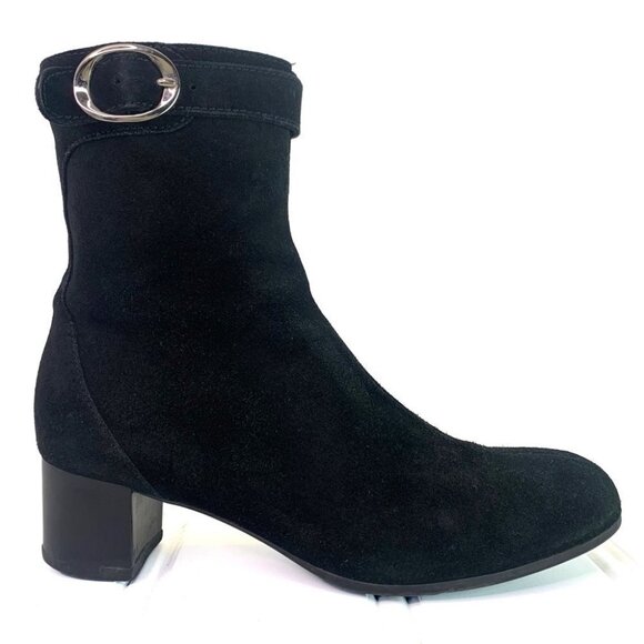 LA CANADIENNE BLACK BOOTS  ANKLE BOOTS LEATHER BOOTS SUEDE BOOTS WOMEN SIZE 7.5 - Picture 1 of 16